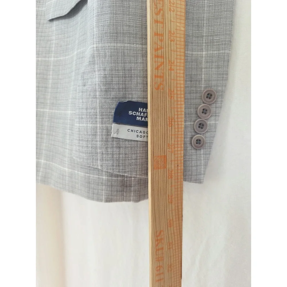 New! Hart Schaffner Marx Wool Linen Sport Coat Windowpane Check Plaid Men 50L